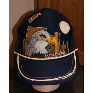 Vintage Express Mail Snapback Hat Cap U.S. Postal Next Day Service Blue Trucker